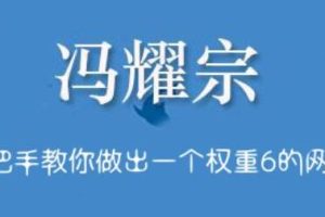 冯耀宗·SEO培训班，手把手教你做出一个权重6的例站