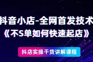 抖音小店全网首发技术，不刷单如何快速起店【视频课程】