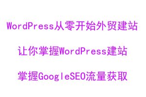 WordPress从零开始外贸建站：让你掌握WordPress建站，掌握GoogleSEO流量获取【视频课程】