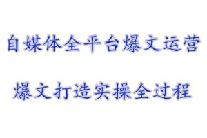 易思自媒体全平台爆文运营，爆文打造实操全过程【视频课程】