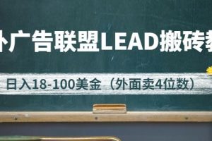 外面卖4位数的国外广告联盟LEAD搬砖教程，日入18-100美金（教程+软件）