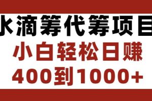 水滴筹代筹项目，小白轻松日赚400到1000+