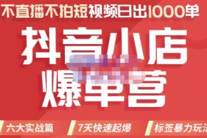 推易电商·2022年抖音小店爆单营，不直播、不拍短视频、日出1000单，暴力玩法