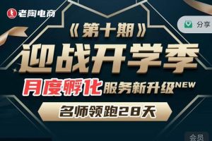 老陶电商《拼多多名师线上领跑28天-第10期》迎战开学季月度孵化实操复盘！