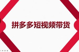 2022风口红利期-拼多多短视频带货，适合新手小白的入门短视频教程