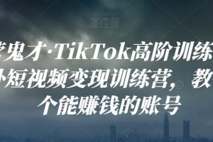 运营鬼才·TikTok高阶训练营，海外短视频变现训练营，教你做个能赚钱的账号