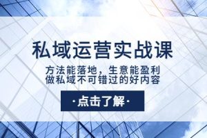 私域运营实战课：方法能落地，生意能盈利，做私域不可错过的好内容