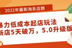 2022年最新淘系店群暴力低成本起店玩法：新店5天破万，5.0升级版