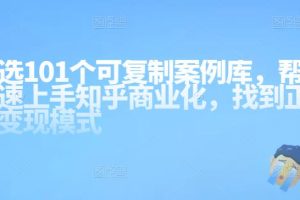 知乎101个可复制案例库，帮你快速上手知乎商业化，找到正确的变现模式