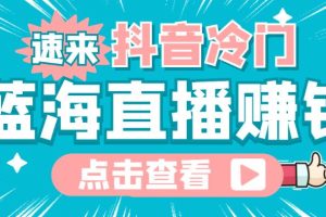 最新抖音冷门简单的蓝海直播赚钱玩法，流量大知道的人少，可以做到全无人直播