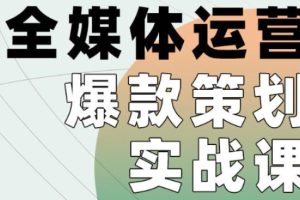 全媒体运营爆款策划实战课，全案例手把手带练，能陪你一起跑的策划私教课