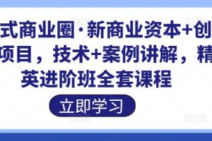 倪式商业圈·新商业资本+创业项目，技术+案例讲解，精英进阶班全套课程