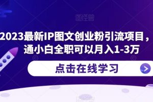 2023最新IP图文创业粉引流项目，普通小白全职可以月入1-3万