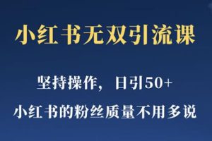 小红书无双课一天引50+女粉，不用做视频发视频，小白也很容易上手拿到结果【仅揭秘】