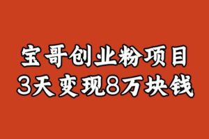 宝哥IP图文创业粉引流项目实战分享：单个账号3天涨粉1万，变现8万块钱（图文教程）【揭秘】