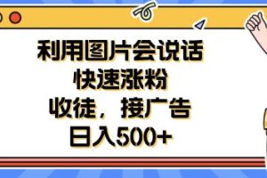 利用会说话的图片快速涨粉，收徒，接广告日入500+【揭秘】