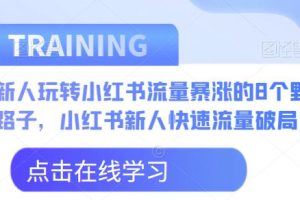 新人玩转小红书流量暴涨的8个野路子，小红书新人快速流量破局