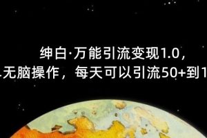 【推荐】绅白·万能引流变现1.0，简单无脑操作，每天可以引流50+到100+