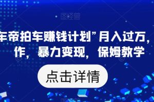 靠“懂车帝拍车赚钱计划”月入过万，无脑操作，暴力变现，保姆教学【揭秘】