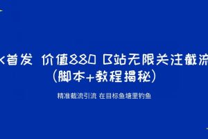 K首发价值880 B站无限关注截流精准引流（脚本+教程揭秘）