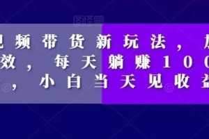 短视频带货新玩法，加个特效，每天躺赚1000+，小白当天见收益【揭秘】