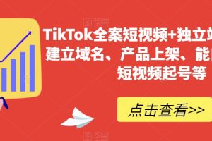TikTok全案短视频+独立站，包括：建立域名、产品上架、能自主从0-1短视频起号等