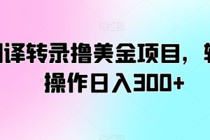 翻译转录撸美金项目，轻松操作日入300+【揭秘】