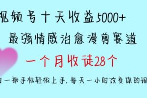 十天收益5000+，多平台捞金，视频号情感治愈漫剪，一个月收徒28个，小白一部手机轻松上手【揭秘】