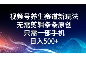 视频号养生赛道新玩法，无需剪辑条条原创，只需一部手机即可操作